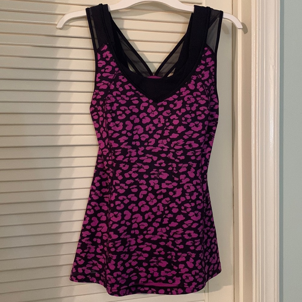Lululemon Purple Leopard Print Tank Top Built In Bra 6